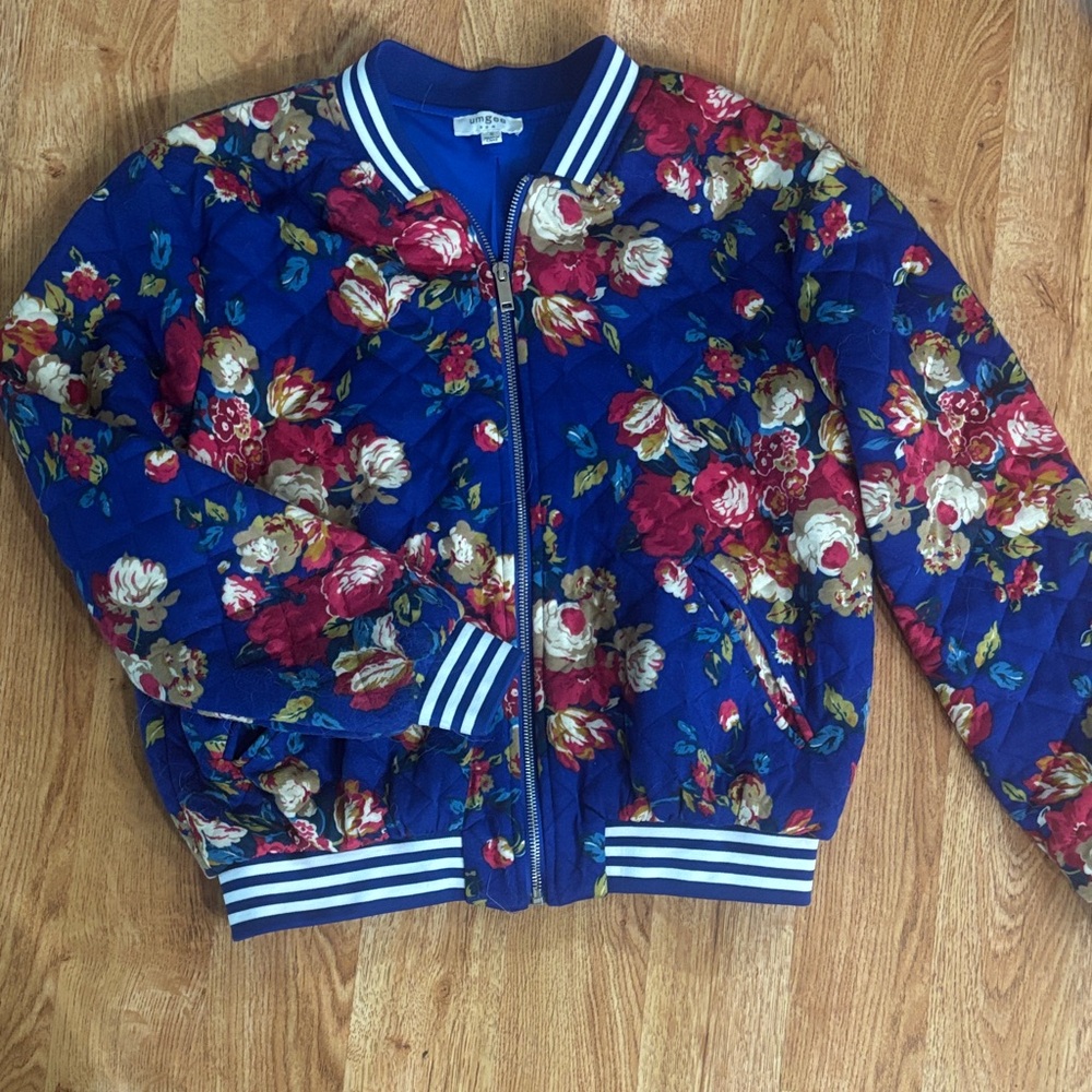 Umgee Blue Floral Zip-Up Jacket